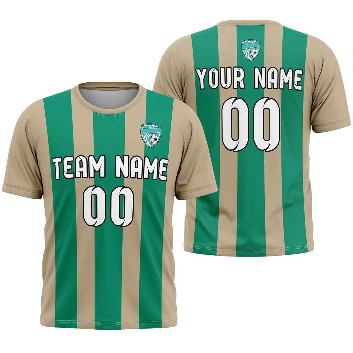 Custom Soccer Khaki R Stripes Sports Tops Jersey