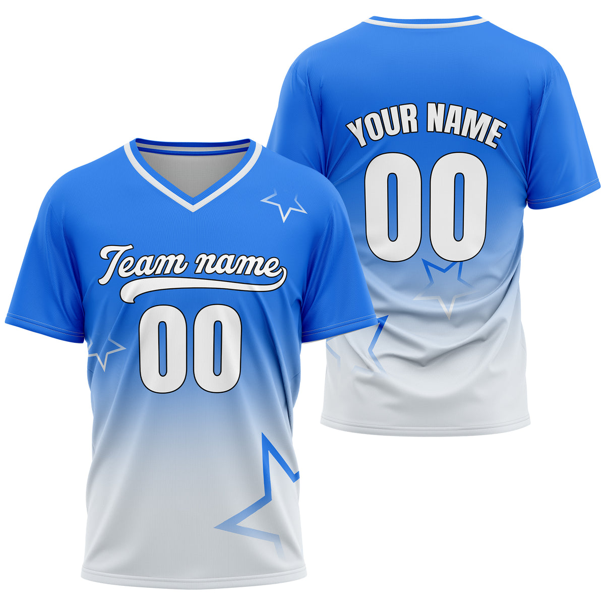 Custom Star Gradient Baseball White Sports Jersey Personalized Uniform with Name & Number