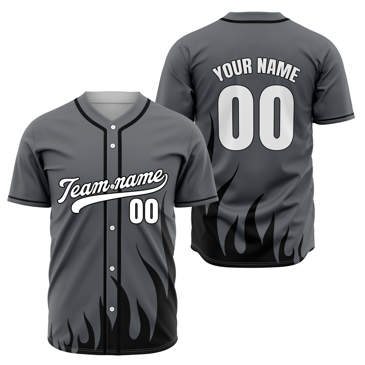 Custom Fire Pulse Dark Grey Baseball Sports Jersey Personalized Uniform with Name &amp; Number