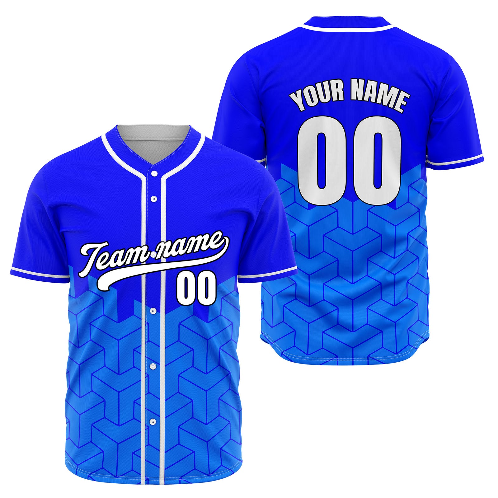 Custom Grid Iron Blue Baseball Sports Jersey Personalized Uniform with Name & Number