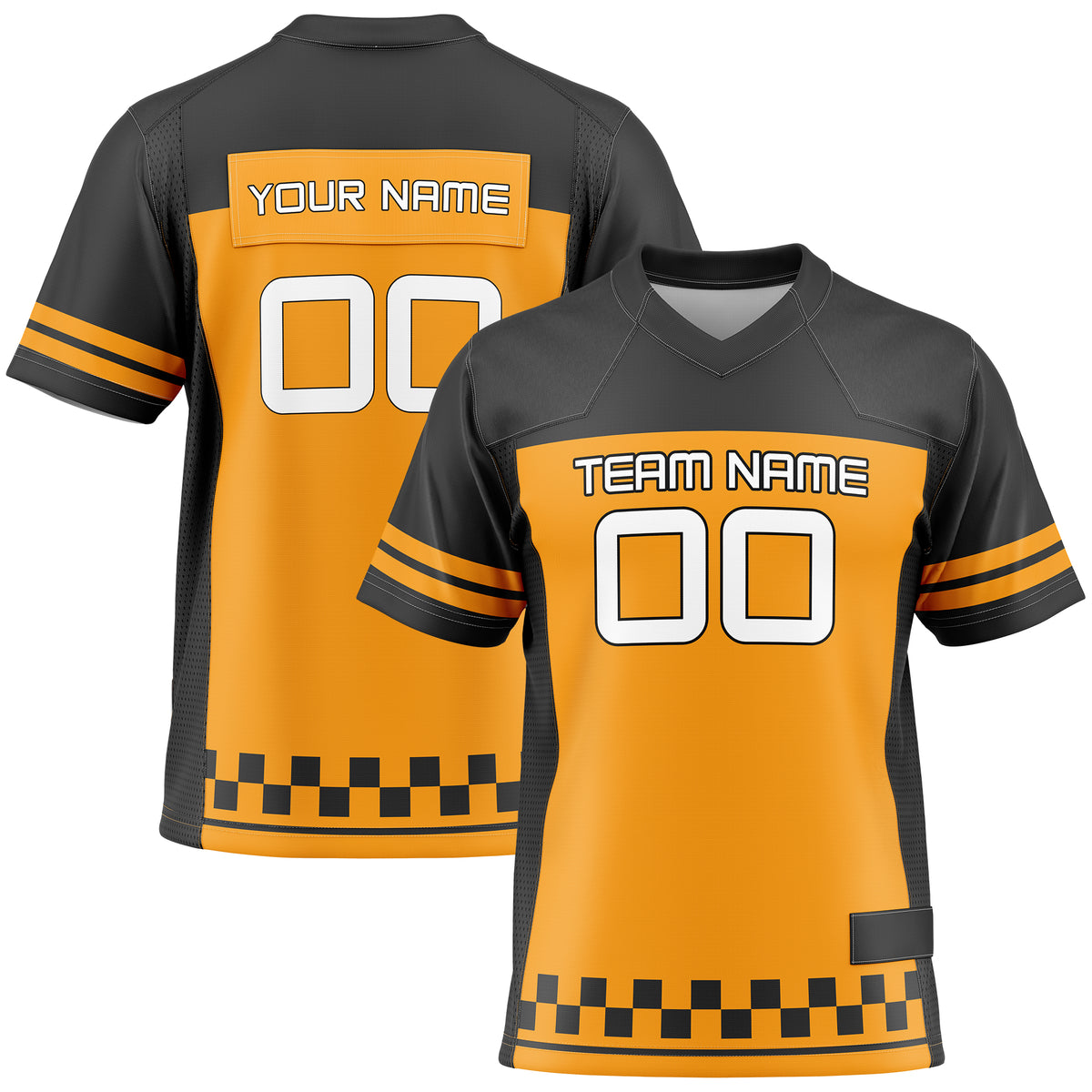 Custom Black Color Block Flag Football Jersey