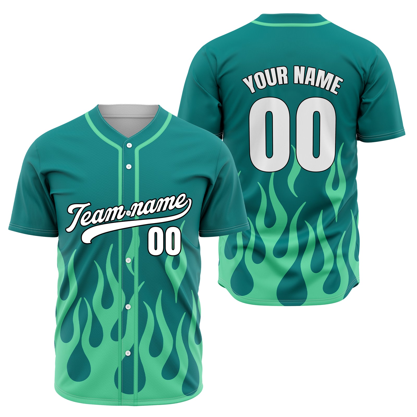 Custom Frost Fire Teal Baseball Sports Jersey Personalized Uniform with Name & Number