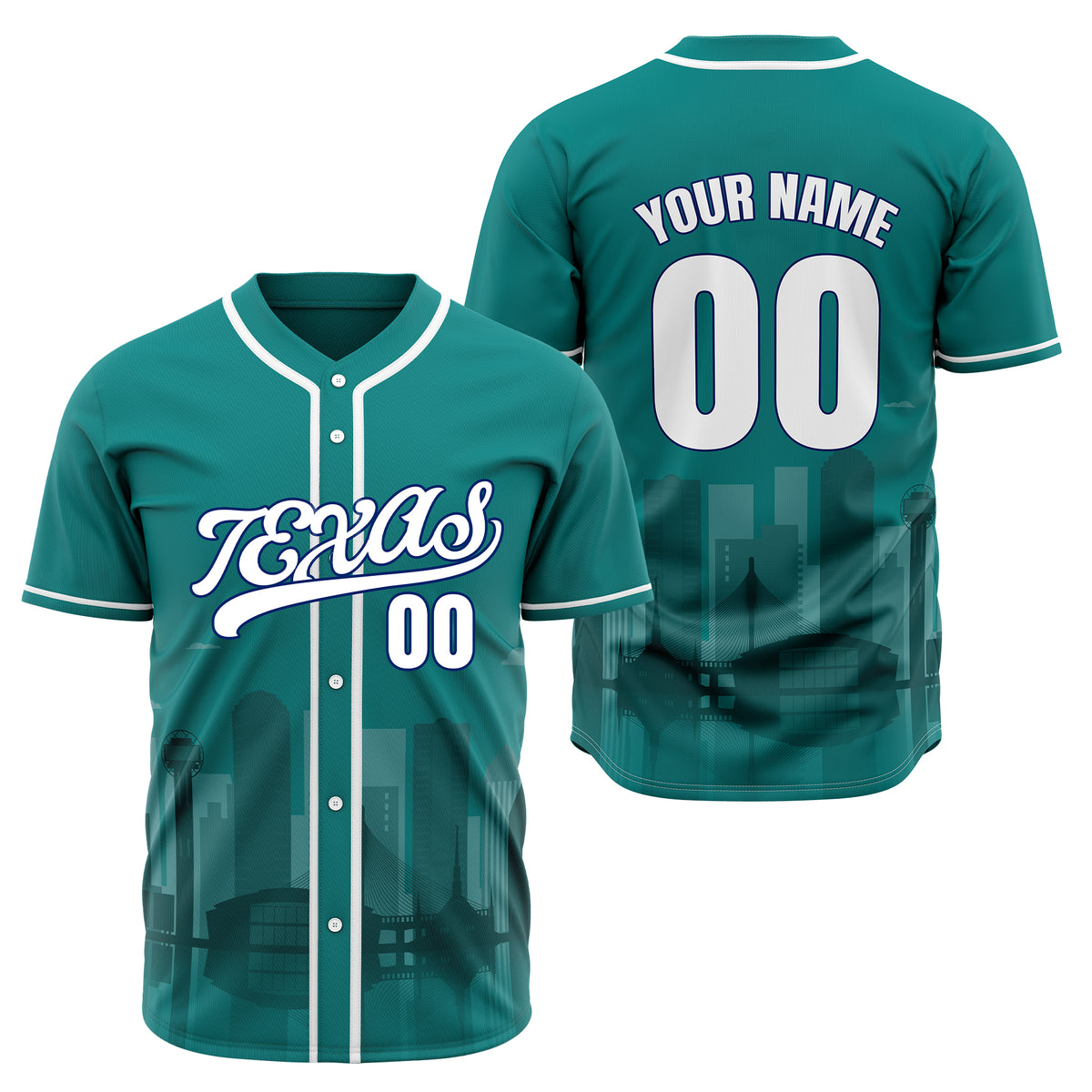 Custom City Lights Teal Baseball Sports Jersey Personalized Uniform with Name &amp; Number