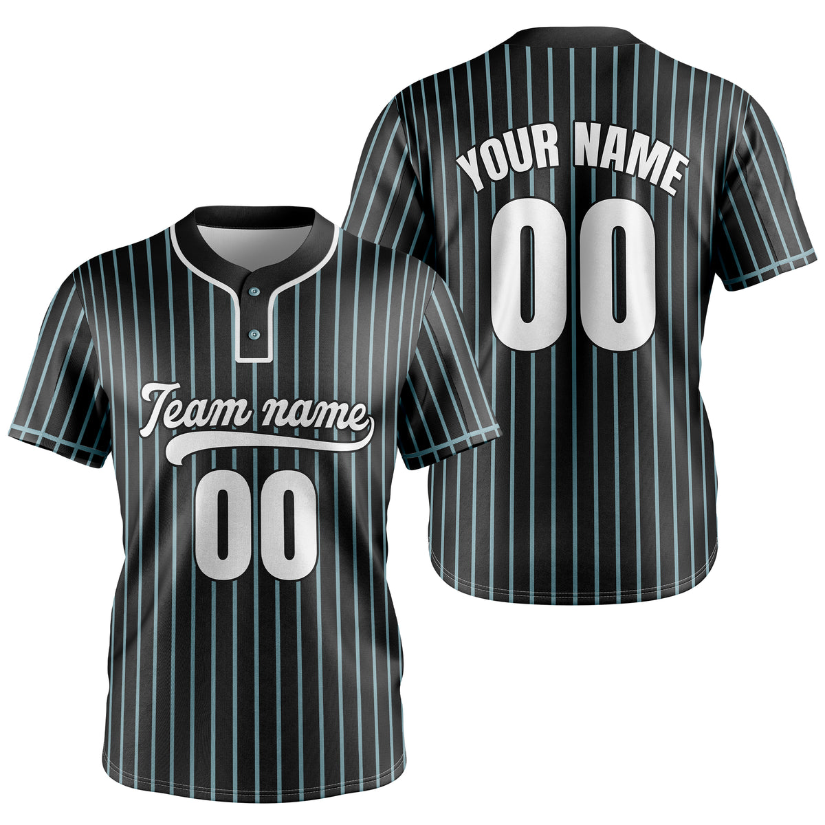 Custom Pinstripe Baseball Black Sports Jersey Personalized Uniform with Name &amp; Number