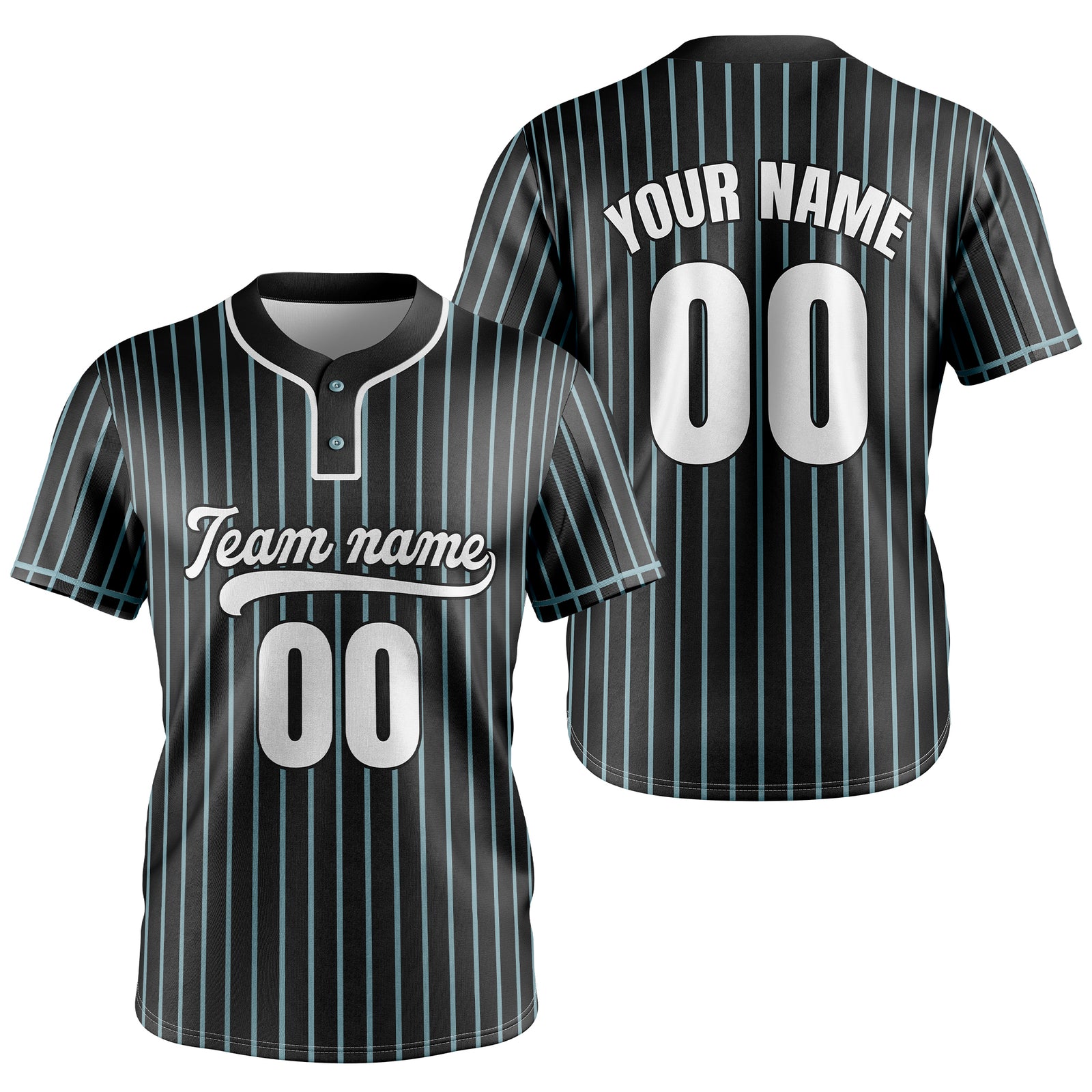 Custom Pinstripe Baseball Black Sports Jersey Personalized Uniform with Name & Number