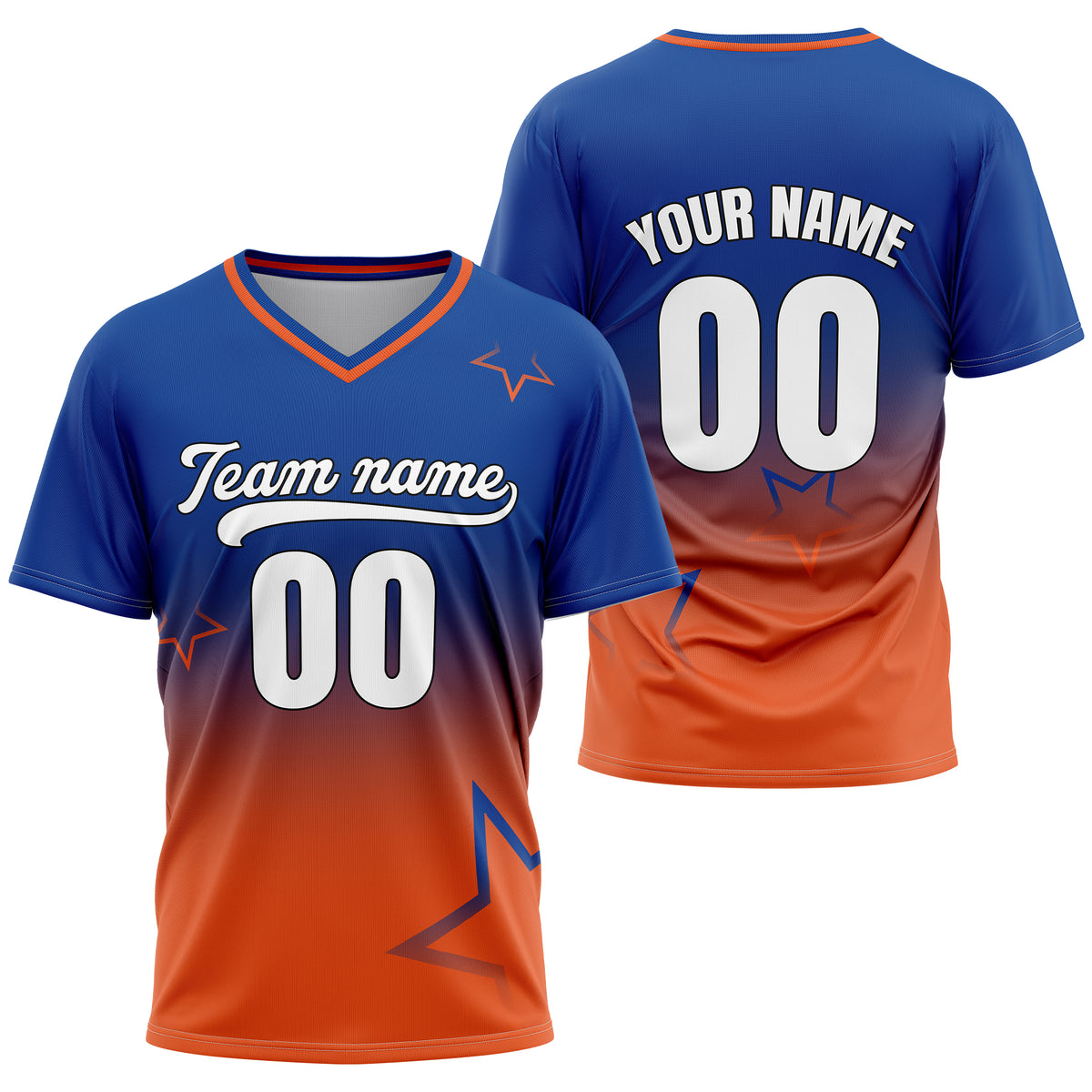 Custom Star Gradient Baseball Navy Sports Jersey Personalized Uniform with Name &amp; Number