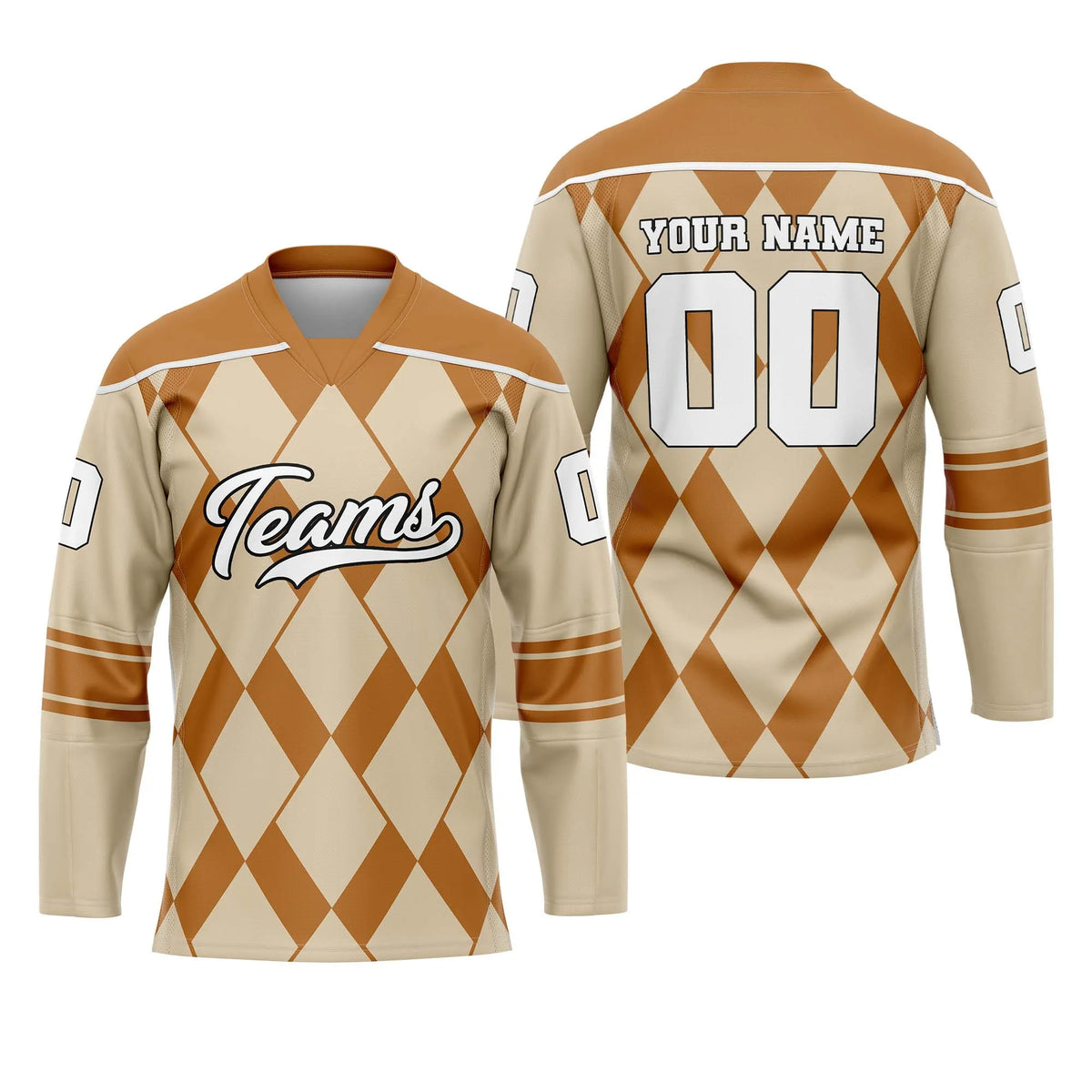 Custom Personalized D5 Rhombus Pattern Ice Hockey Jersey with Name, Number & Team Logo