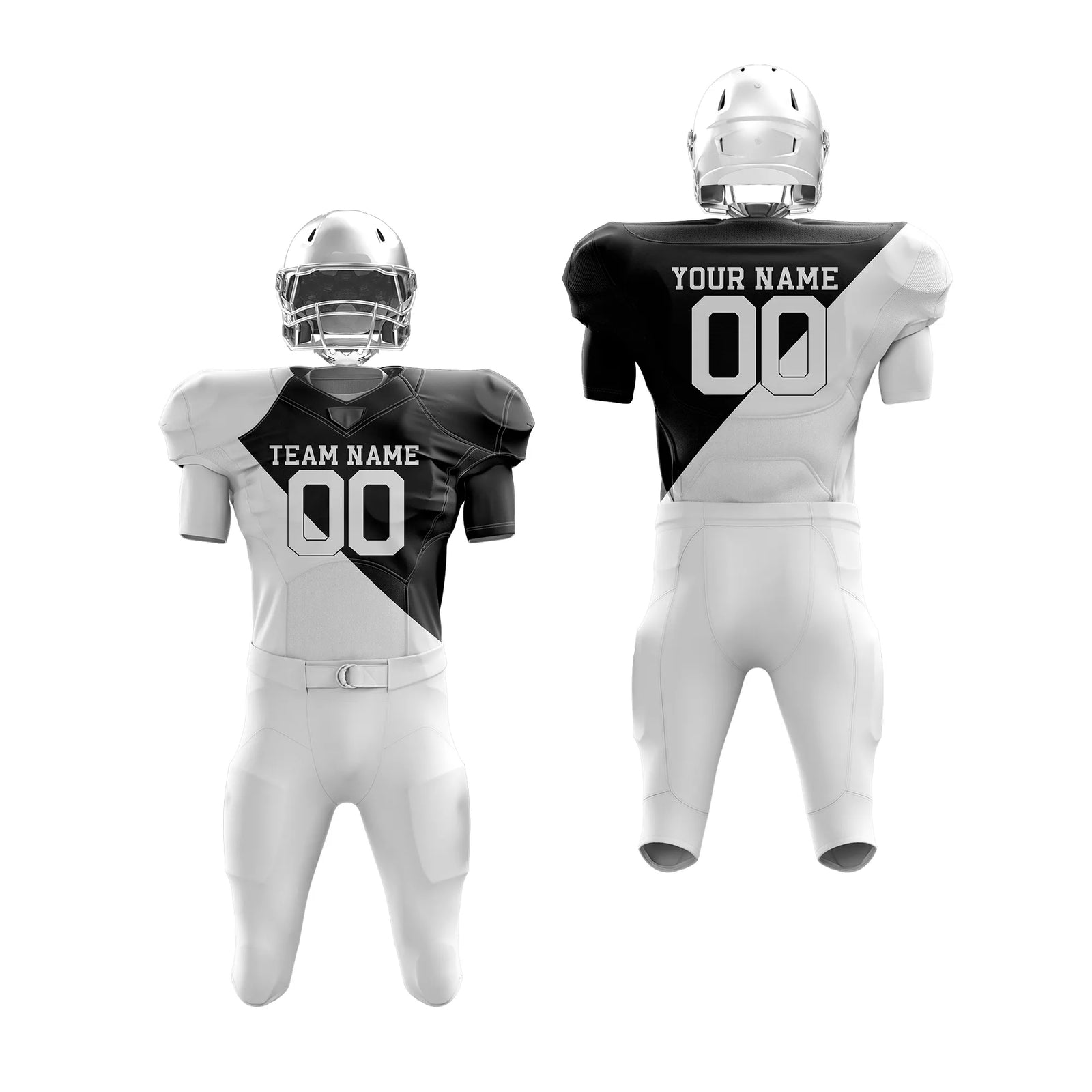 Custom Personalized D2 Split Fashion American Football Jersey with Name, Number & Team Logo