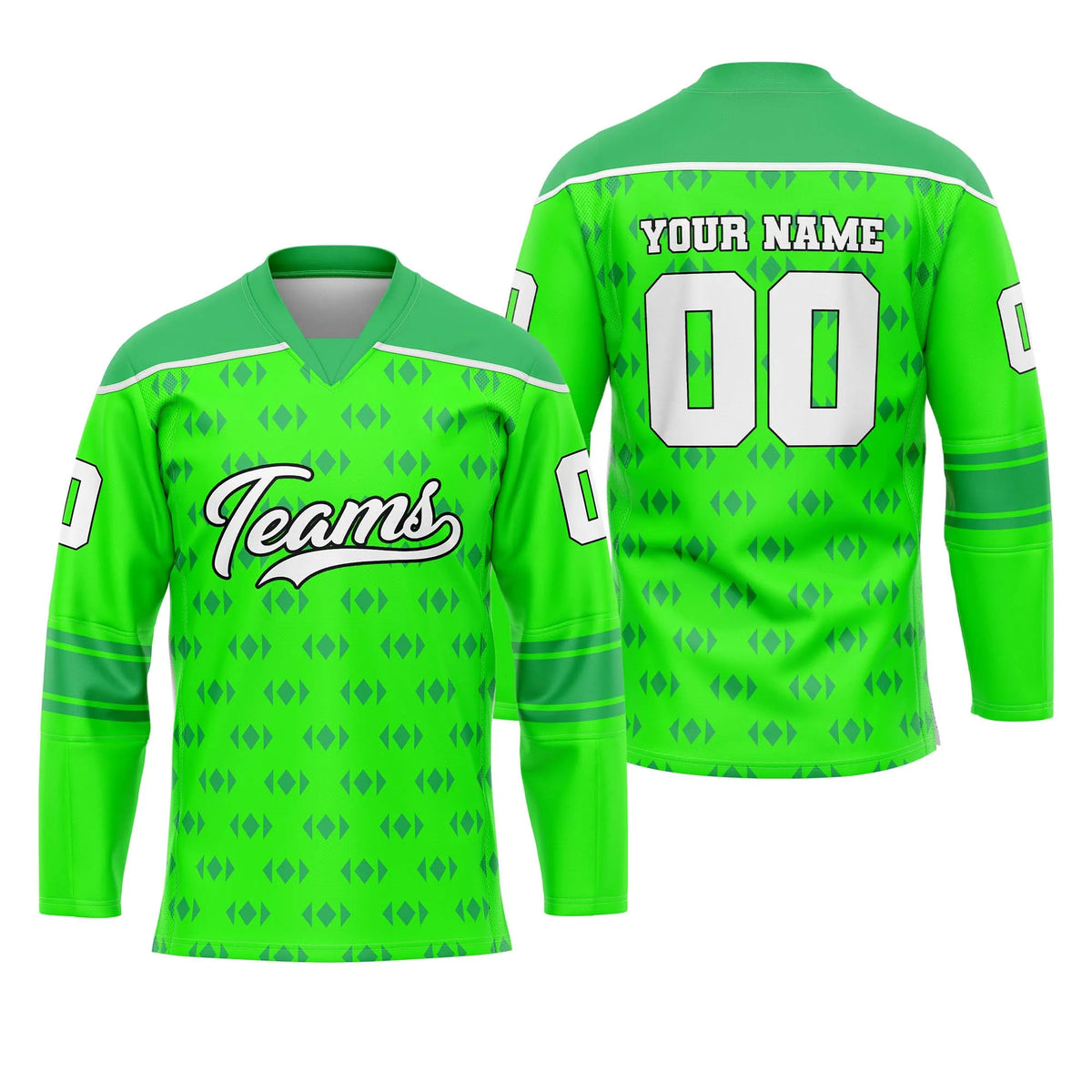 Custom Personalized D1 Rhombus Pattern Ice Hockey Jersey with Name, Number & Team Logo