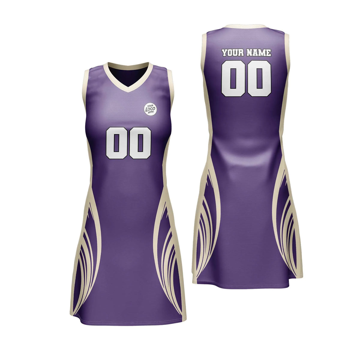 Custom Personalized D4 Abstract Pattern Netball Jersey with Name, Number & Team Logo