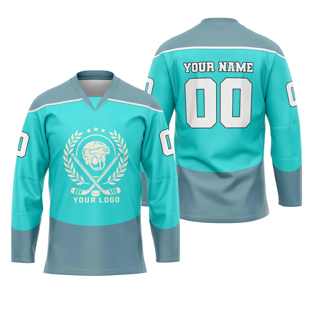 Custom Personalized D1 V - NECK DESIGN Ice Hockey Jersey with Name, Number &amp; Team Logo