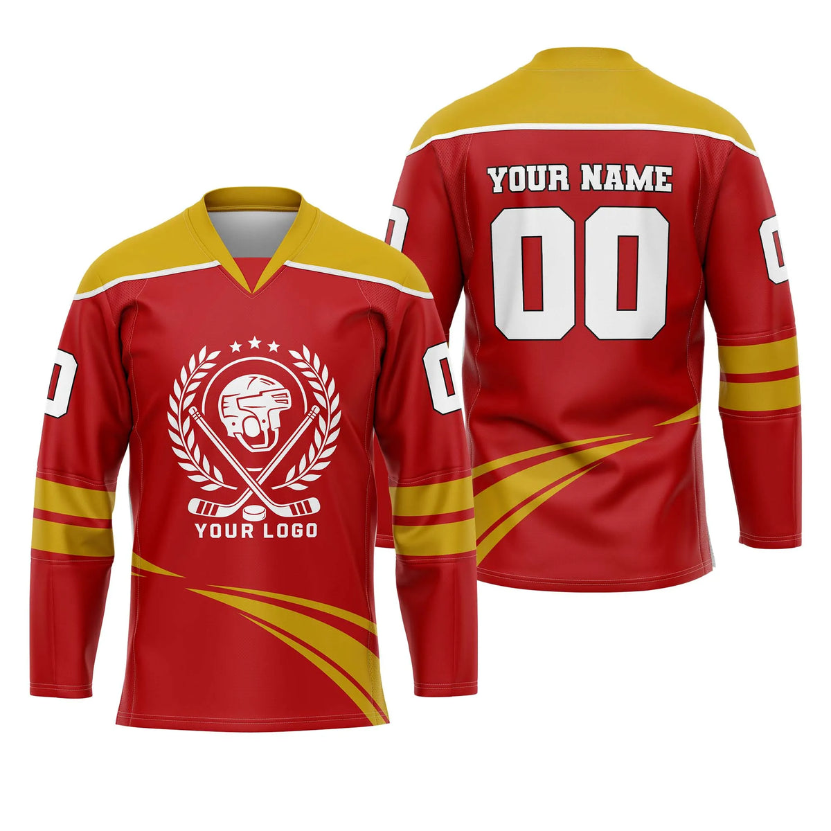 Custom Personalized D2 V - NECK DESIGN Ice Hockey Jersey with Name, Number & Team Logo