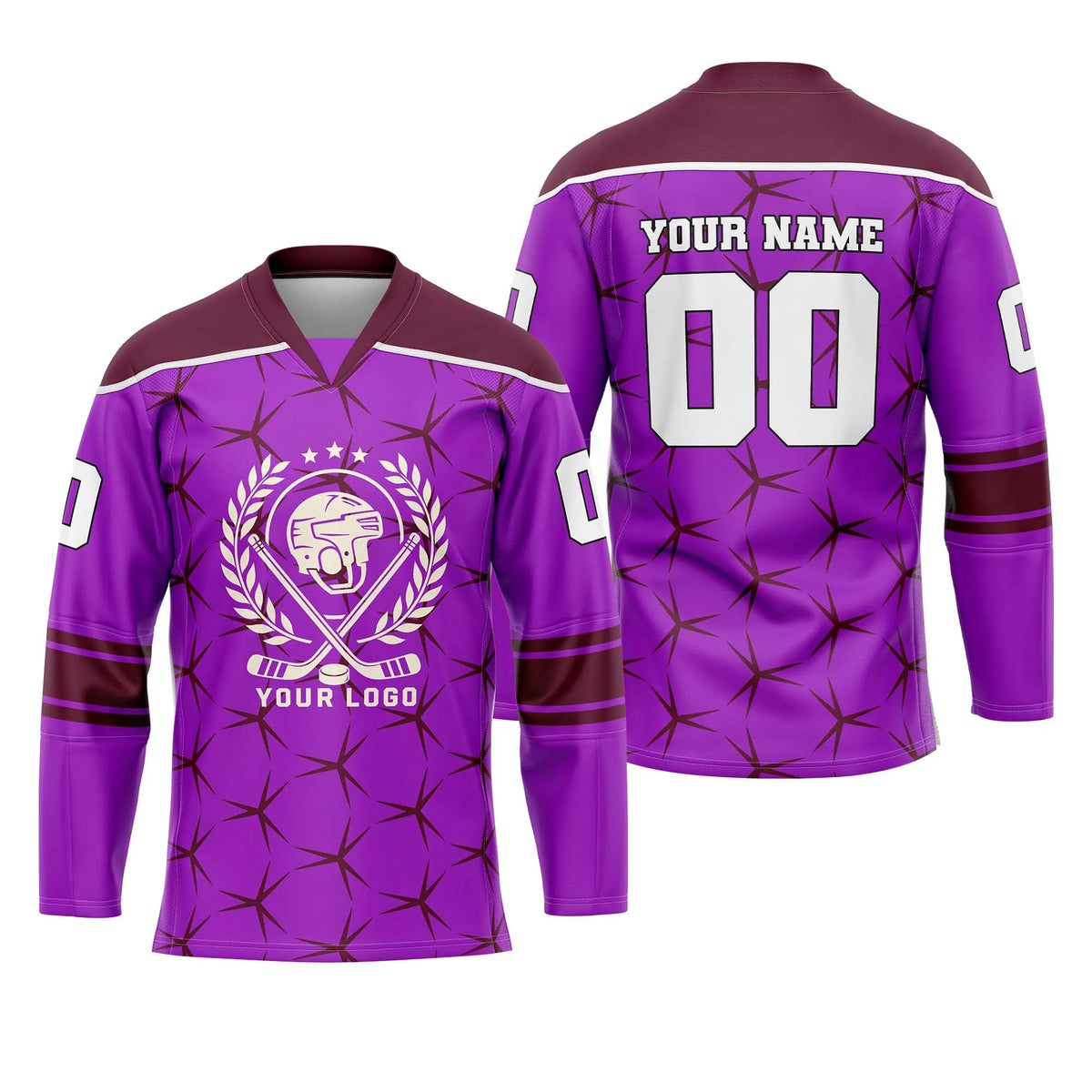 Custom Personalized D3 Abstract Pattern Ice Hockey Jersey with Name, Number & Team Logo
