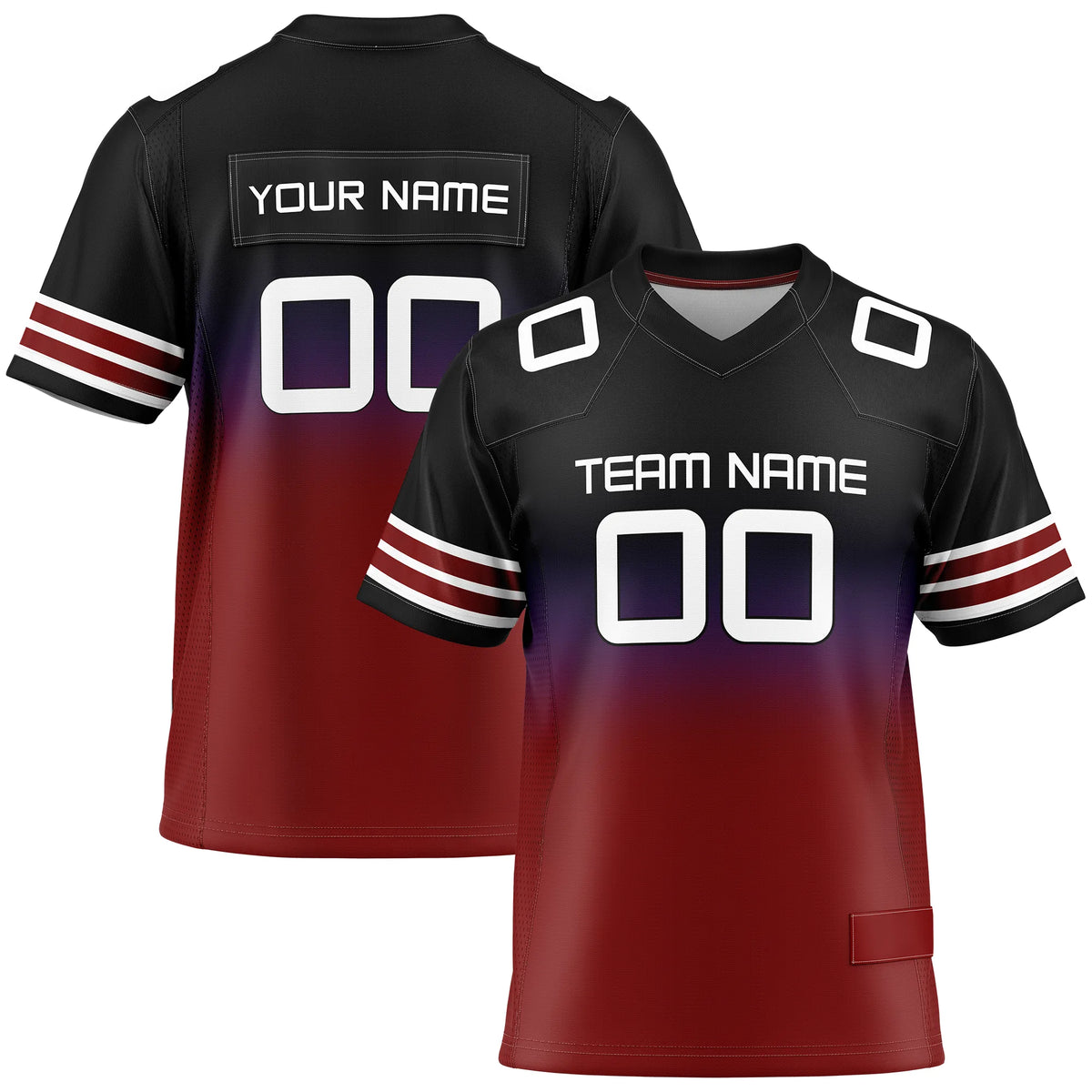 Custom Personalized D1 Gradient Fashion Flag Football Jersey with Name, Number & Team Logo