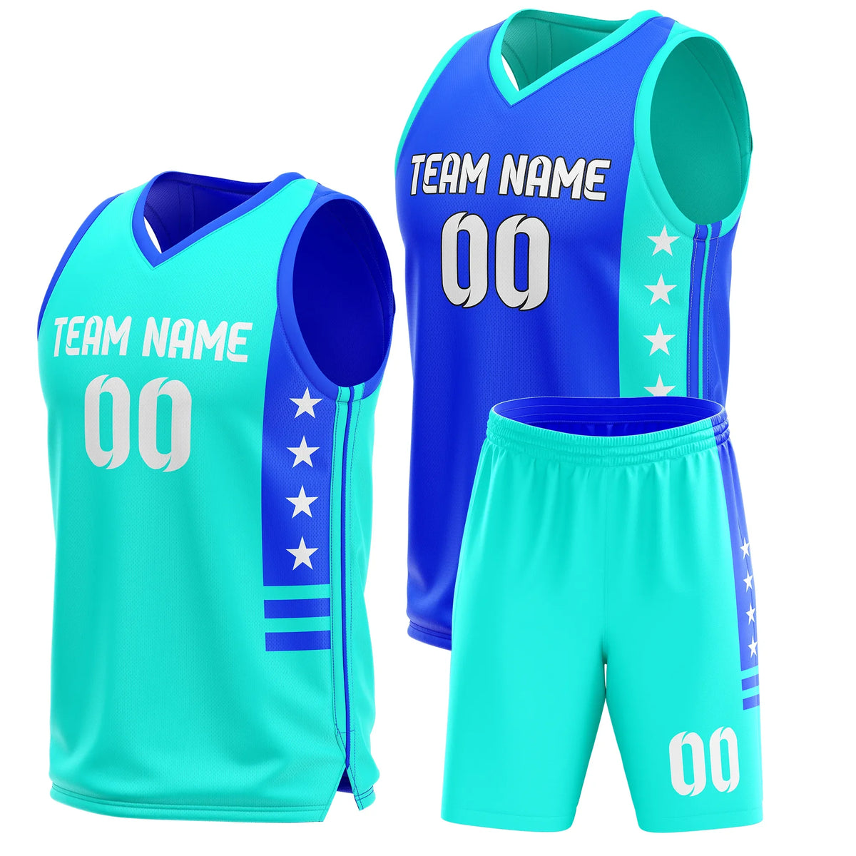 Custom Side Star Reversible Sports Jersey Personalized Uniform with Name & Number