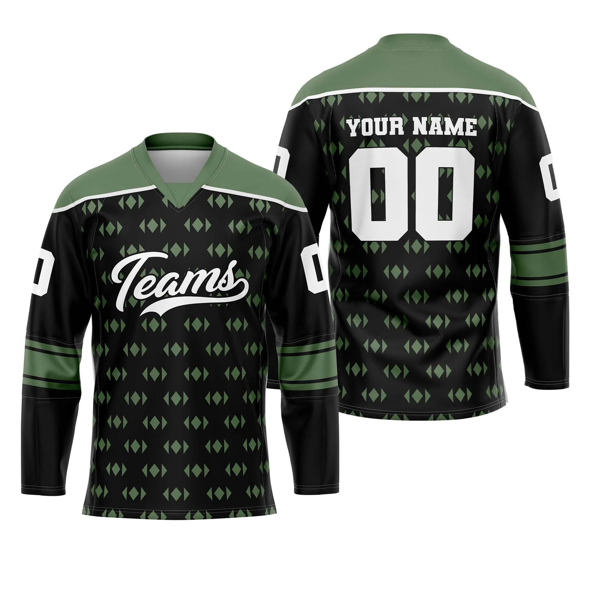 Custom Personalized D1 Rhombus Pattern Ice Hockey Jersey with Name, Number & Team Logo