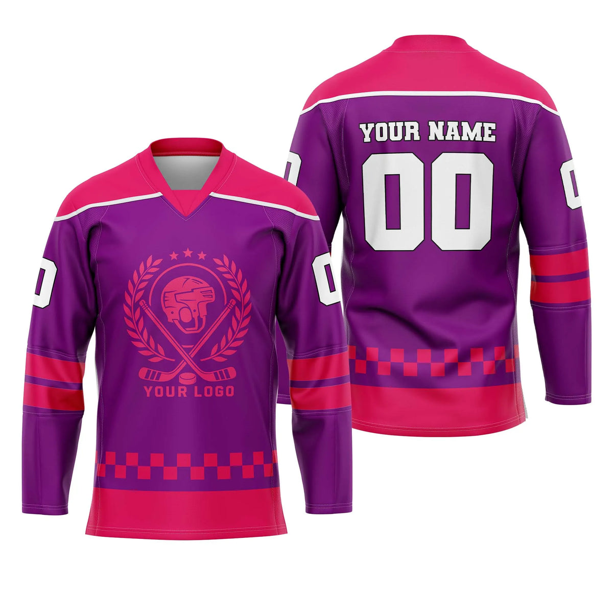 Custom Personalized D3 V - NECK DESIGN Ice Hockey Jersey with Name, Number & Team Logo