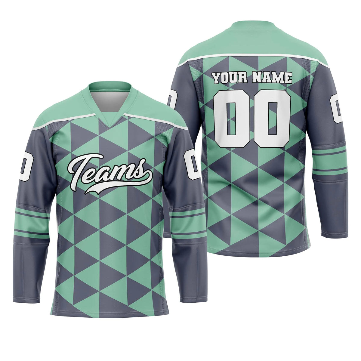 Custom Personalized D3 Rhombus Pattern Ice Hockey Jersey with Name, Number & Team Logo