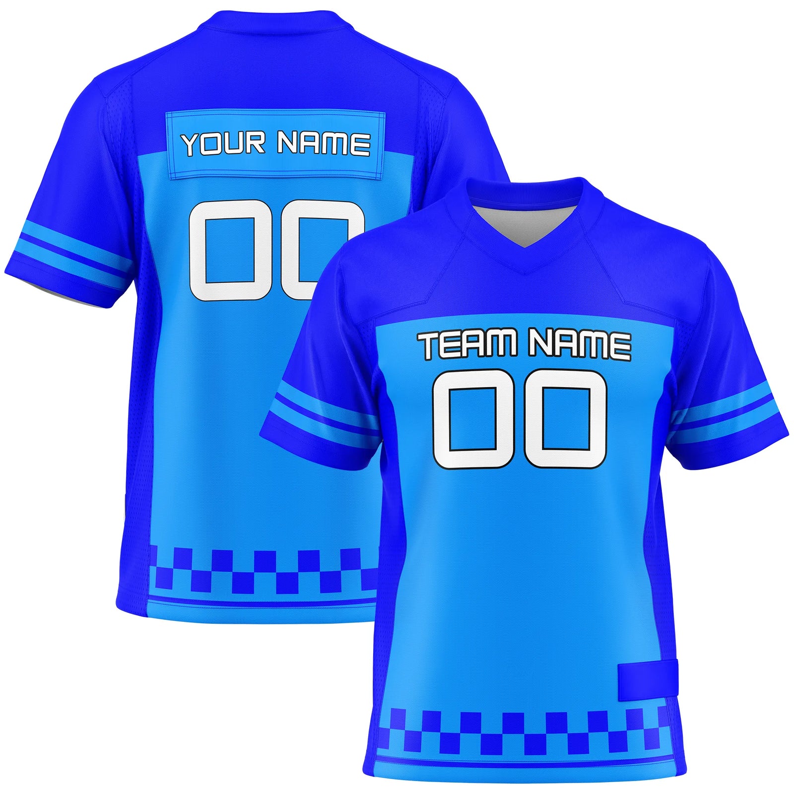 Custom Personalized D1 Color Block Flag Football Jersey with Name, Number & Team Logo