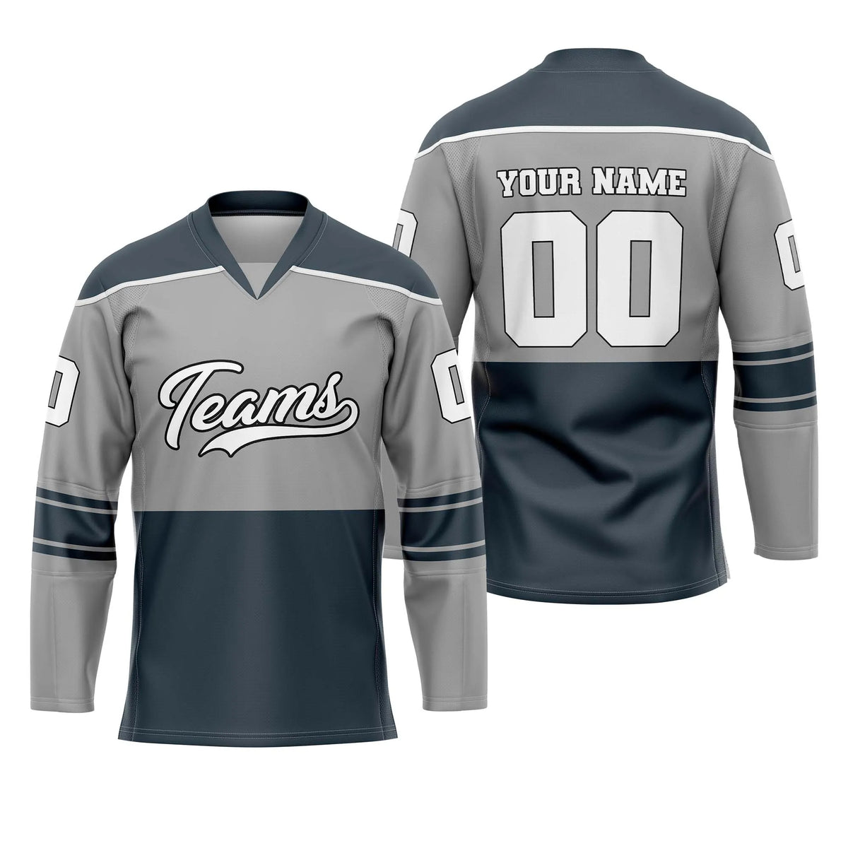 Custom Personalized D2 Split Fashion Ice Hockey Jersey with Name, Number & Team Logo