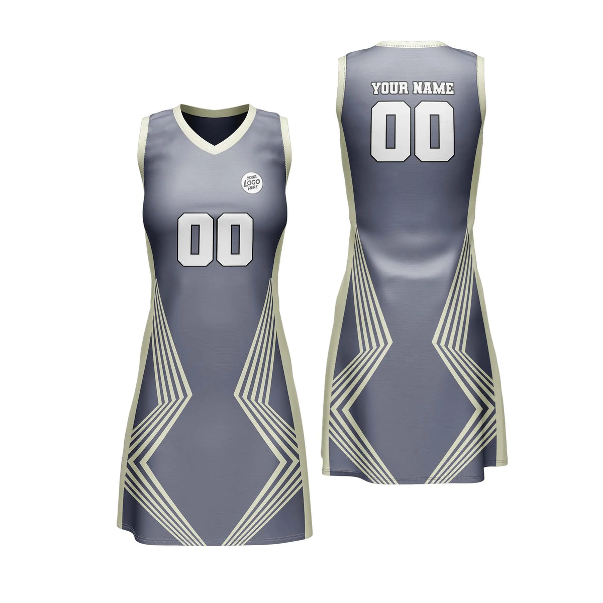 Custom Personalized D4 Stripe Fashion Netball Jersey with Name, Number & Team Logo