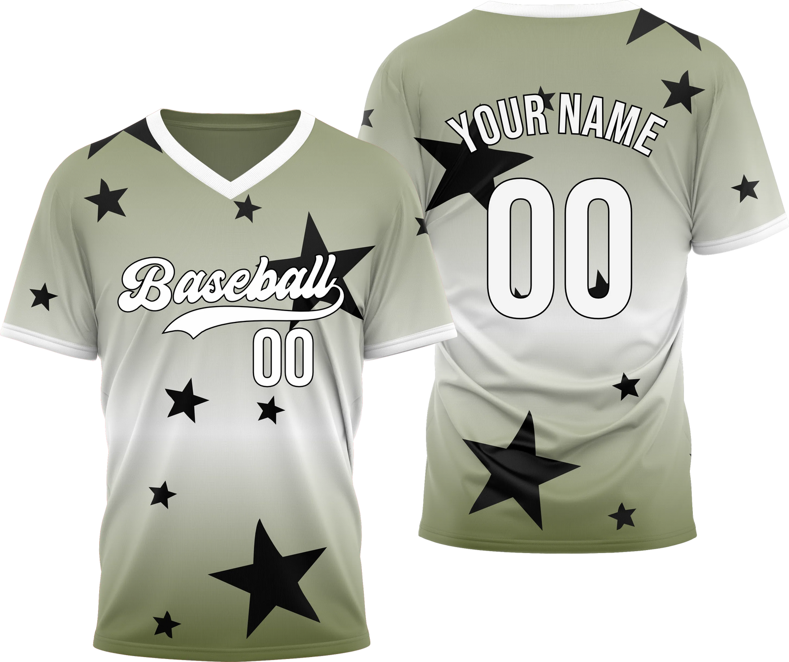 Custom Victory Star Gradient Baseball Aqua Sports Jersey Personalized Uniform with Name & Number