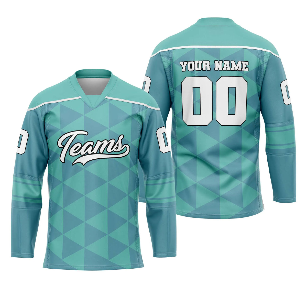 Custom Personalized D3 Rhombus Pattern Ice Hockey Jersey with Name, Number &amp; Team Logo