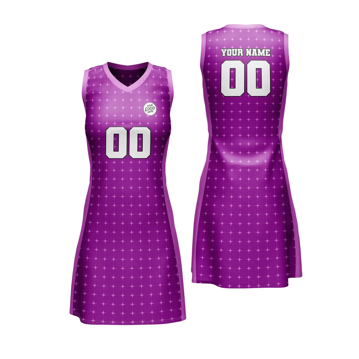 Custom Personalized D3 Rhombus Pattern Netball Jersey with Name, Number & Team Logo