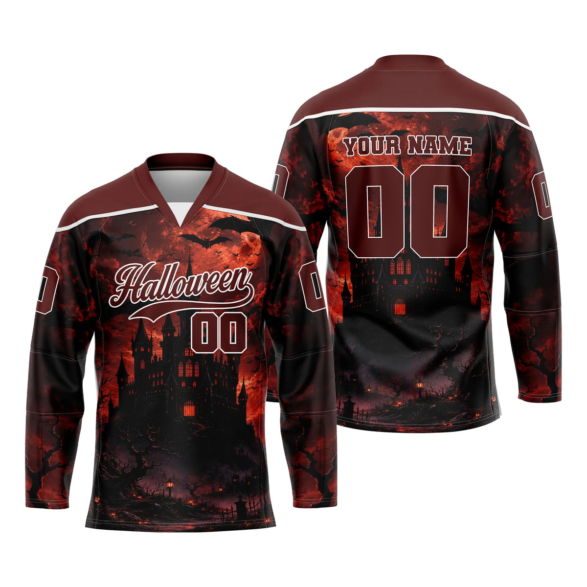 Custom Halloween Ice Hockey Jersey D3 Personalized Uniform with Name &amp; Number