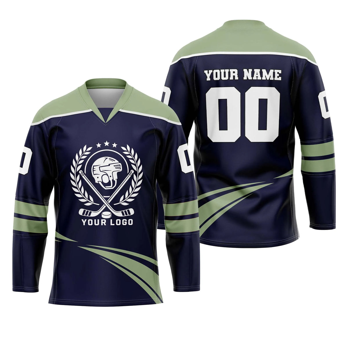 Custom Personalized D2 V - NECK DESIGN Ice Hockey Jersey with Name, Number & Team Logo