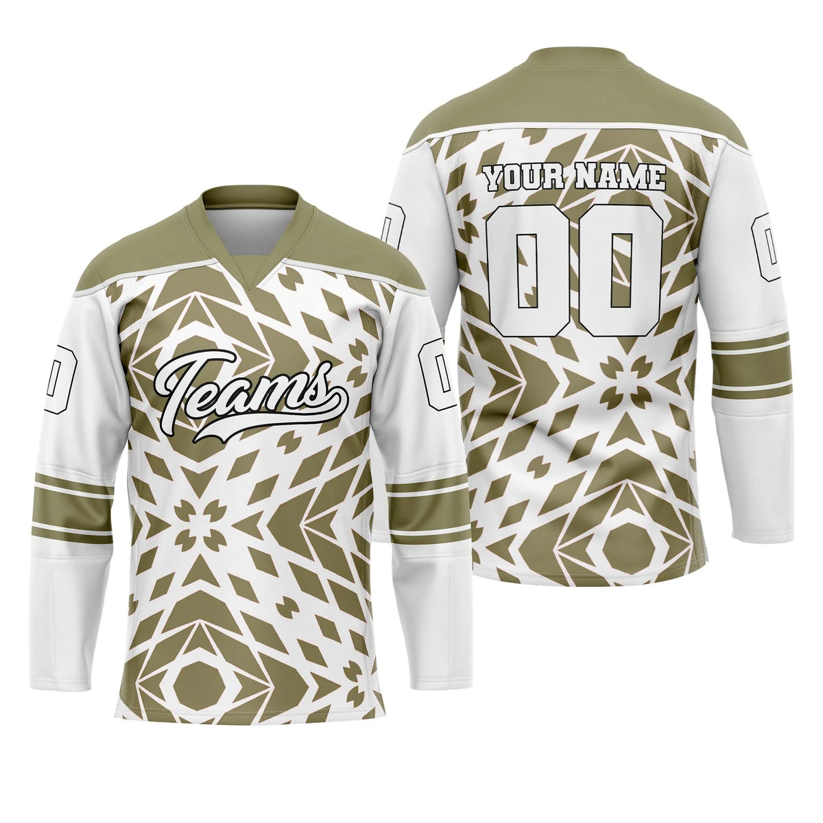 Custom Personalized D2 Rhombus Pattern Ice Hockey Jersey with Name, Number & Team Logo