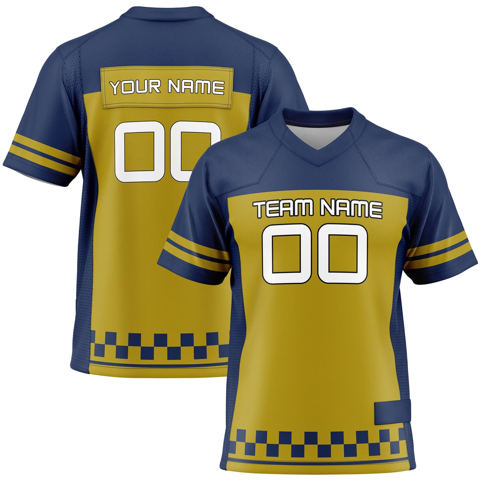 Custom Personalized D1 Color Block Flag Football Jersey with Name, Number & Team Logo