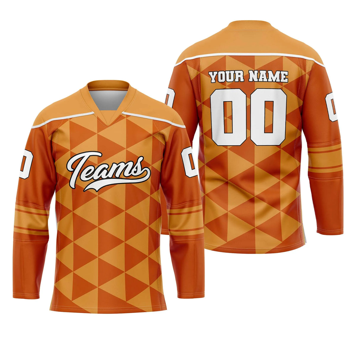 Custom Personalized D3 Rhombus Pattern Ice Hockey Jersey with Name, Number & Team Logo
