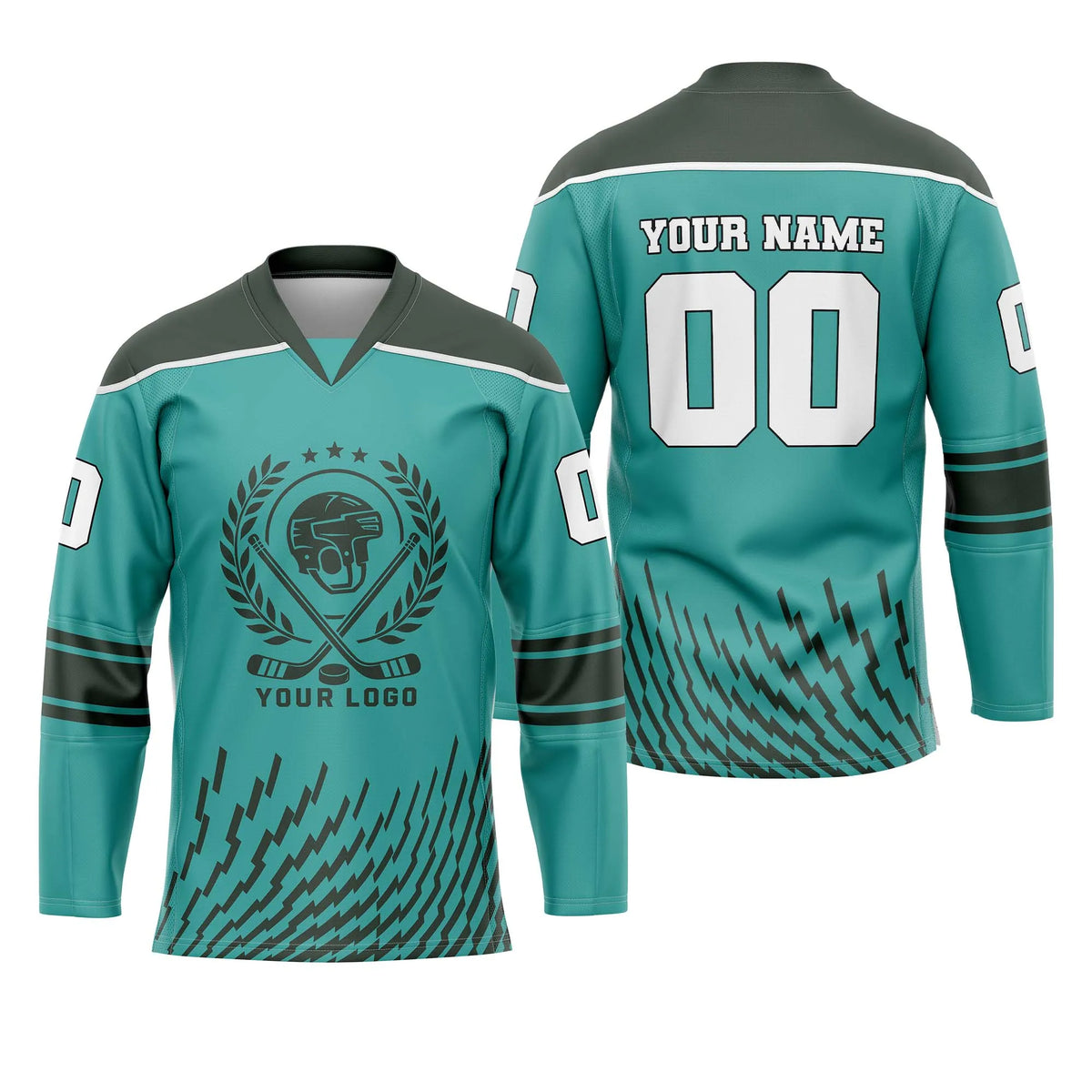 Custom Personalized D2 Abstract Pattern Ice Hockey Jersey with Name, Number & Team Logo