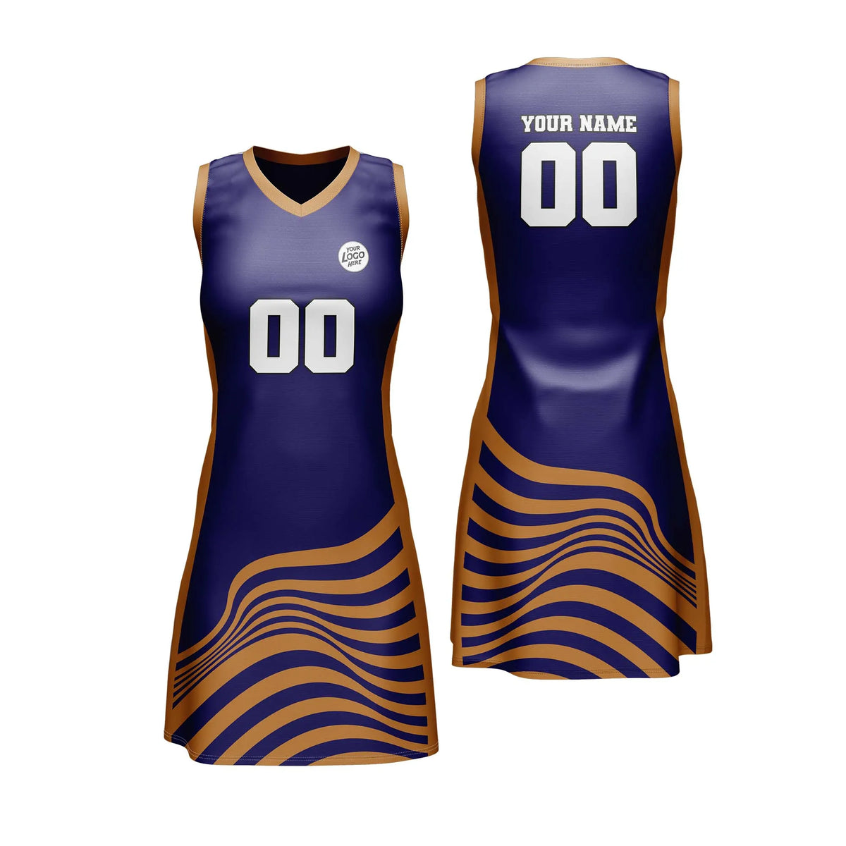 Custom Personalized D2 Stripe Fashion Netball Jersey with Name, Number & Team Logo