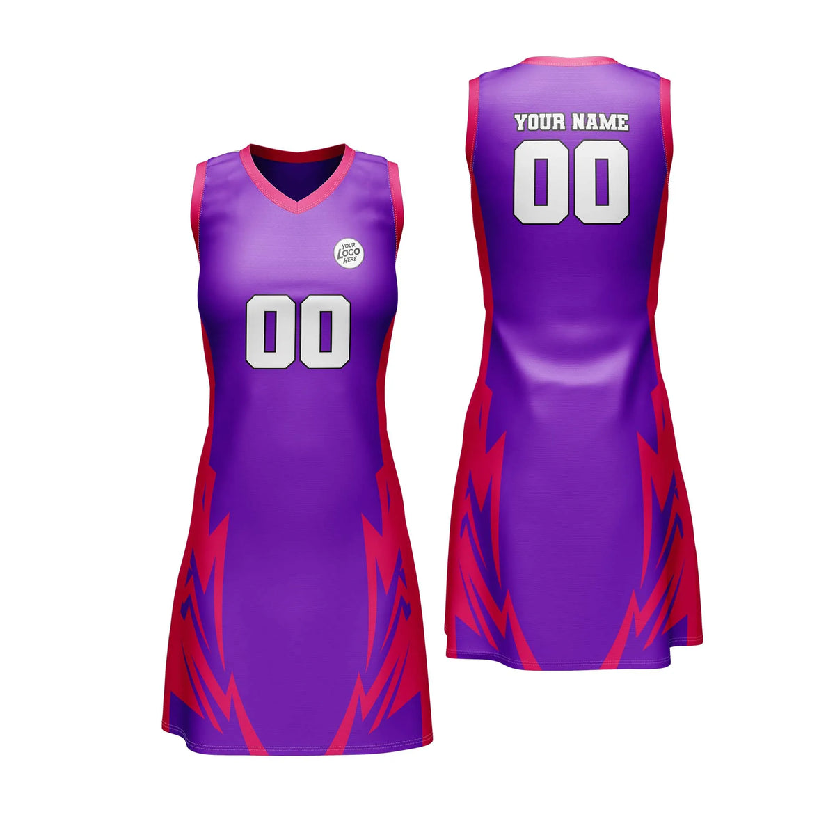 Custom Personalized D2 Abstract Pattern Netball Jersey with Name, Number & Team Logo