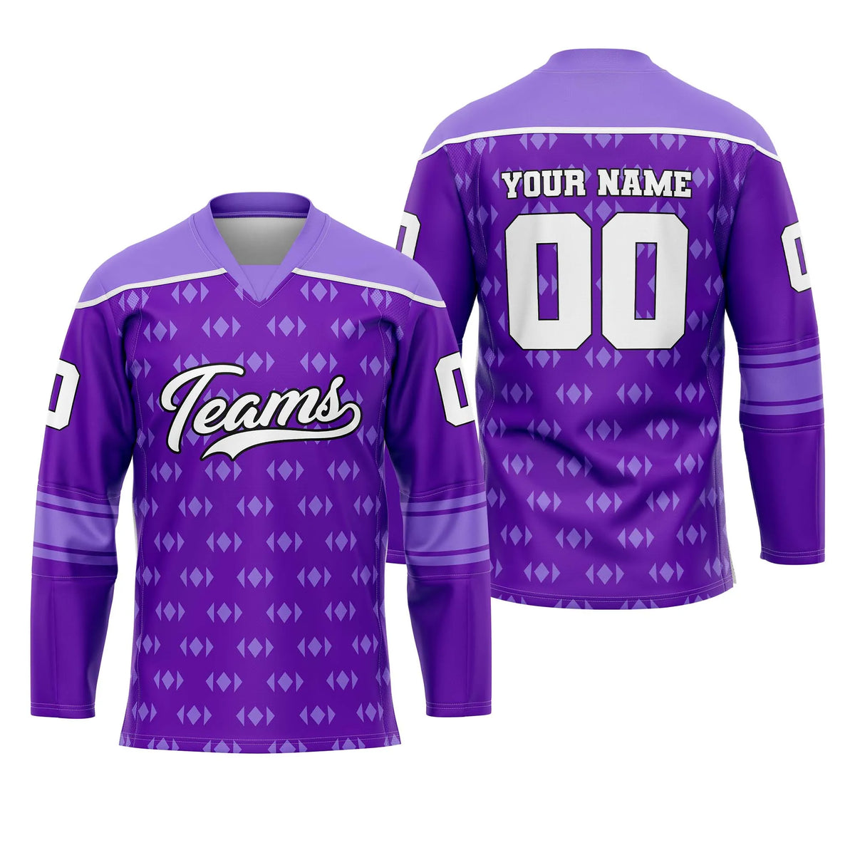 Custom Personalized D1 Rhombus Pattern Ice Hockey Jersey with Name, Number & Team Logo