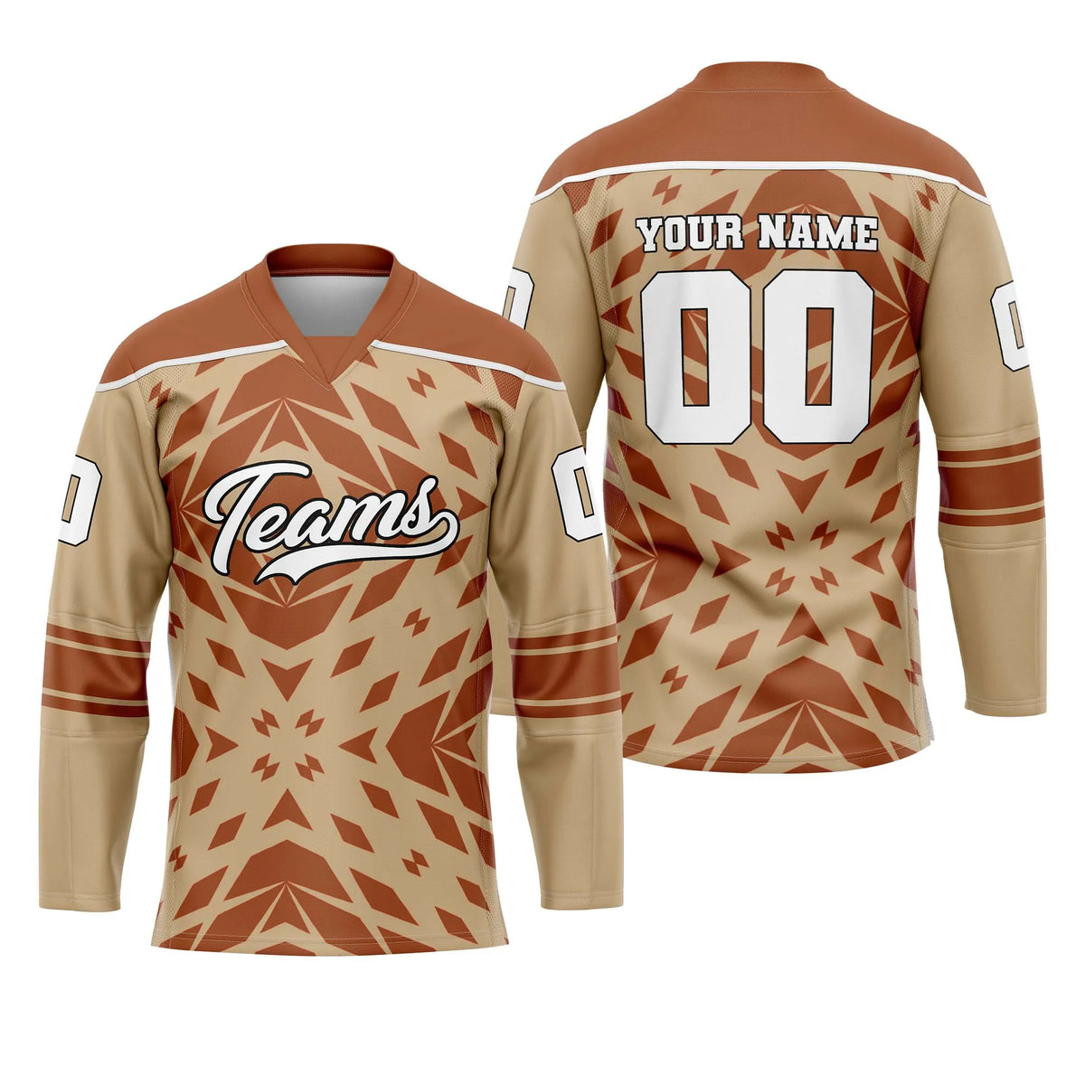 Custom Personalized D2 Rhombus Pattern Ice Hockey Jersey with Name, Number & Team Logo