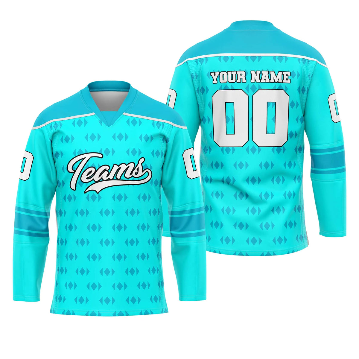 Custom Personalized D1 Rhombus Pattern Ice Hockey Jersey with Name, Number &amp; Team Logo
