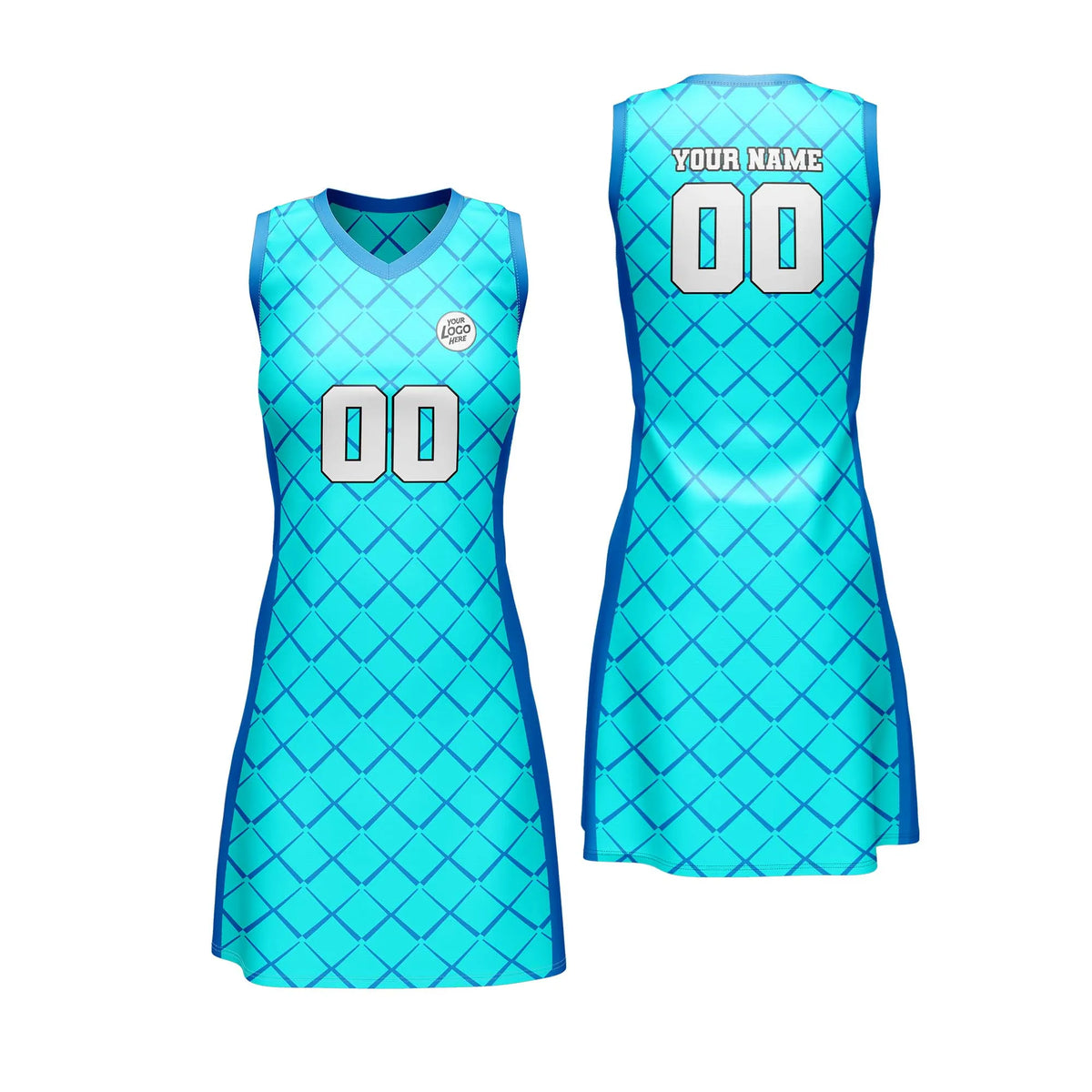 Custom Personalized D2 Rhombus Pattern Netball Jersey with Name, Number &amp; Team Logo
