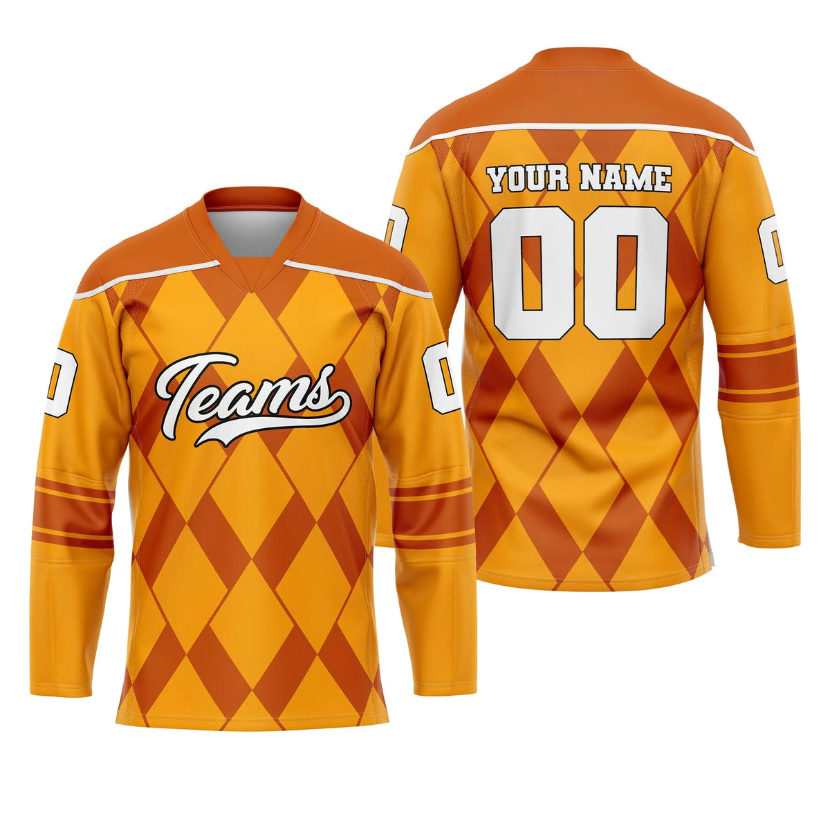 Custom Personalized D5 Rhombus Pattern Ice Hockey Jersey with Name, Number & Team Logo