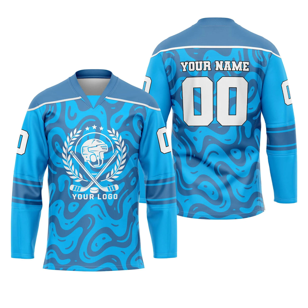 Custom Personalized D4 Abstract Pattern Ice Hockey Jersey with Name, Number & Team Logo