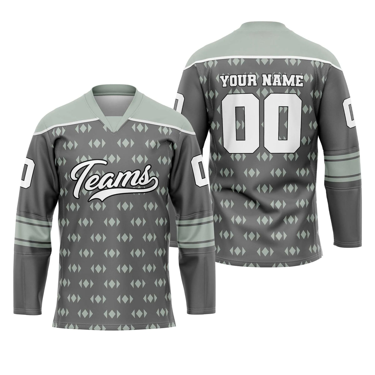 Custom Personalized D1 Rhombus Pattern Ice Hockey Jersey with Name, Number & Team Logo