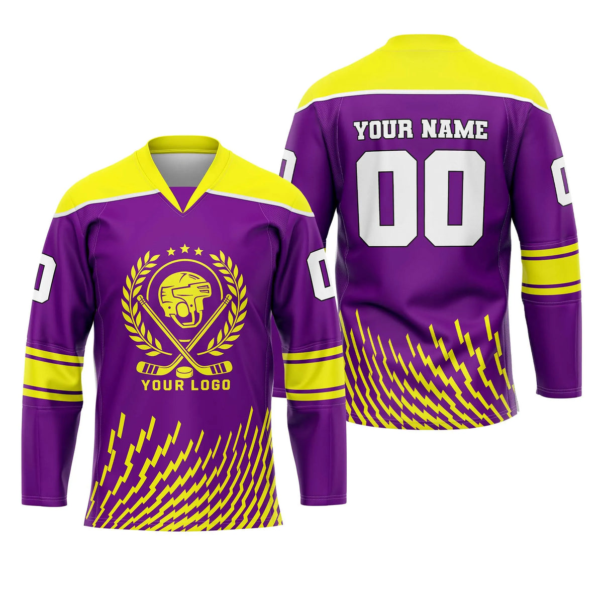 Custom Personalized D2 Abstract Pattern Ice Hockey Jersey with Name, Number & Team Logo