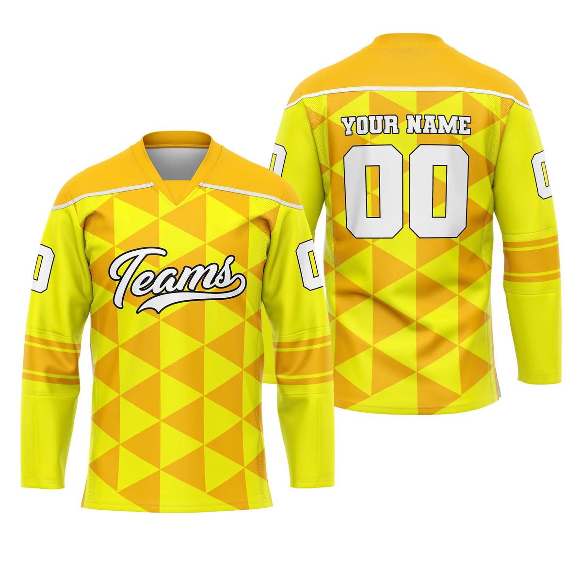 Custom Personalized D3 Rhombus Pattern Ice Hockey Jersey with Name, Number & Team Logo