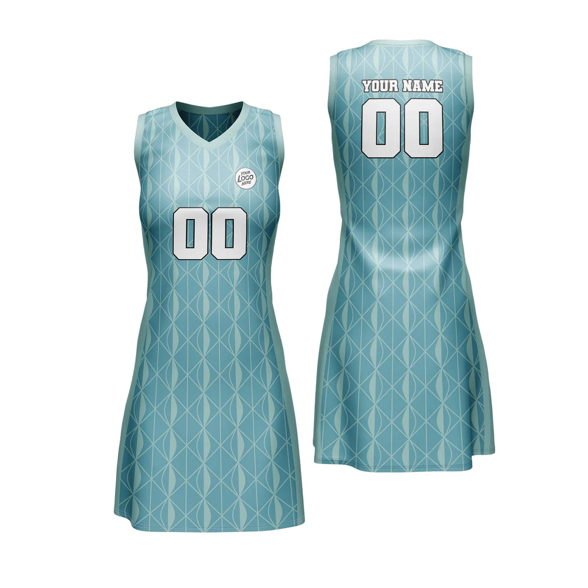 Custom Personalized D1 Rhombus Pattern Netball Jersey with Name, Number &amp; Team Logo