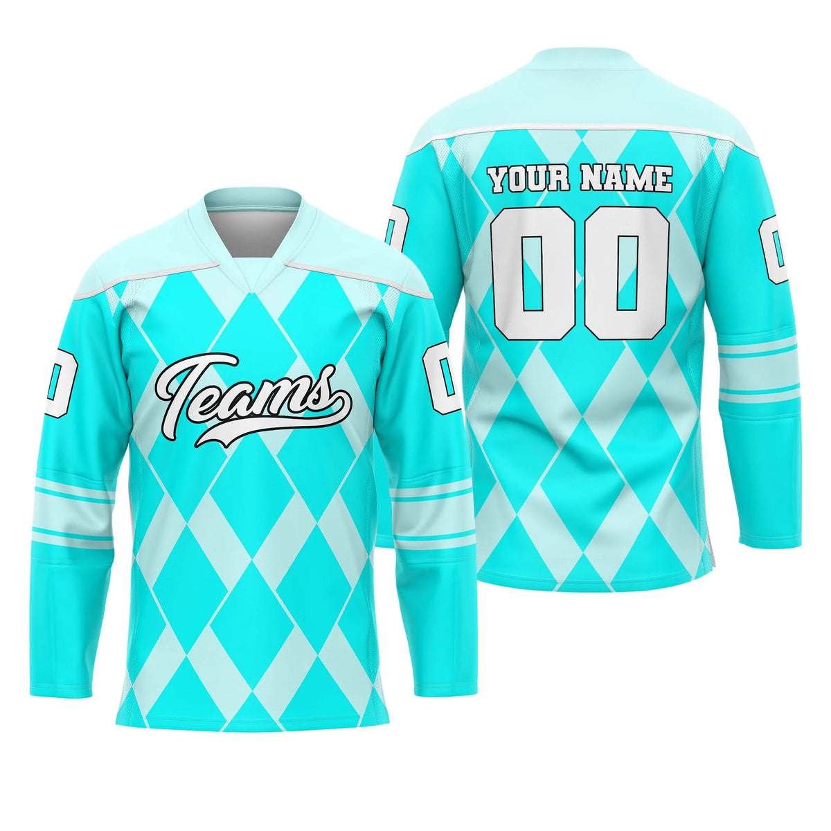 Custom Personalized D5 Rhombus Pattern Ice Hockey Jersey with Name, Number &amp; Team Logo