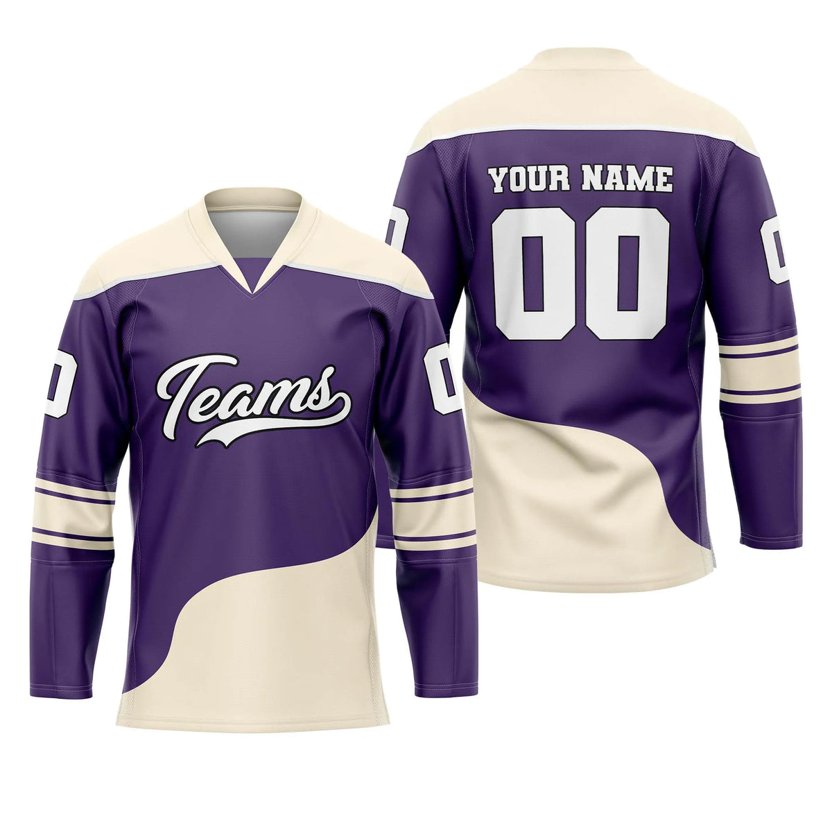 Custom Personalized D4 Split Fashion Ice Hockey Jersey with Name, Number & Team Logo