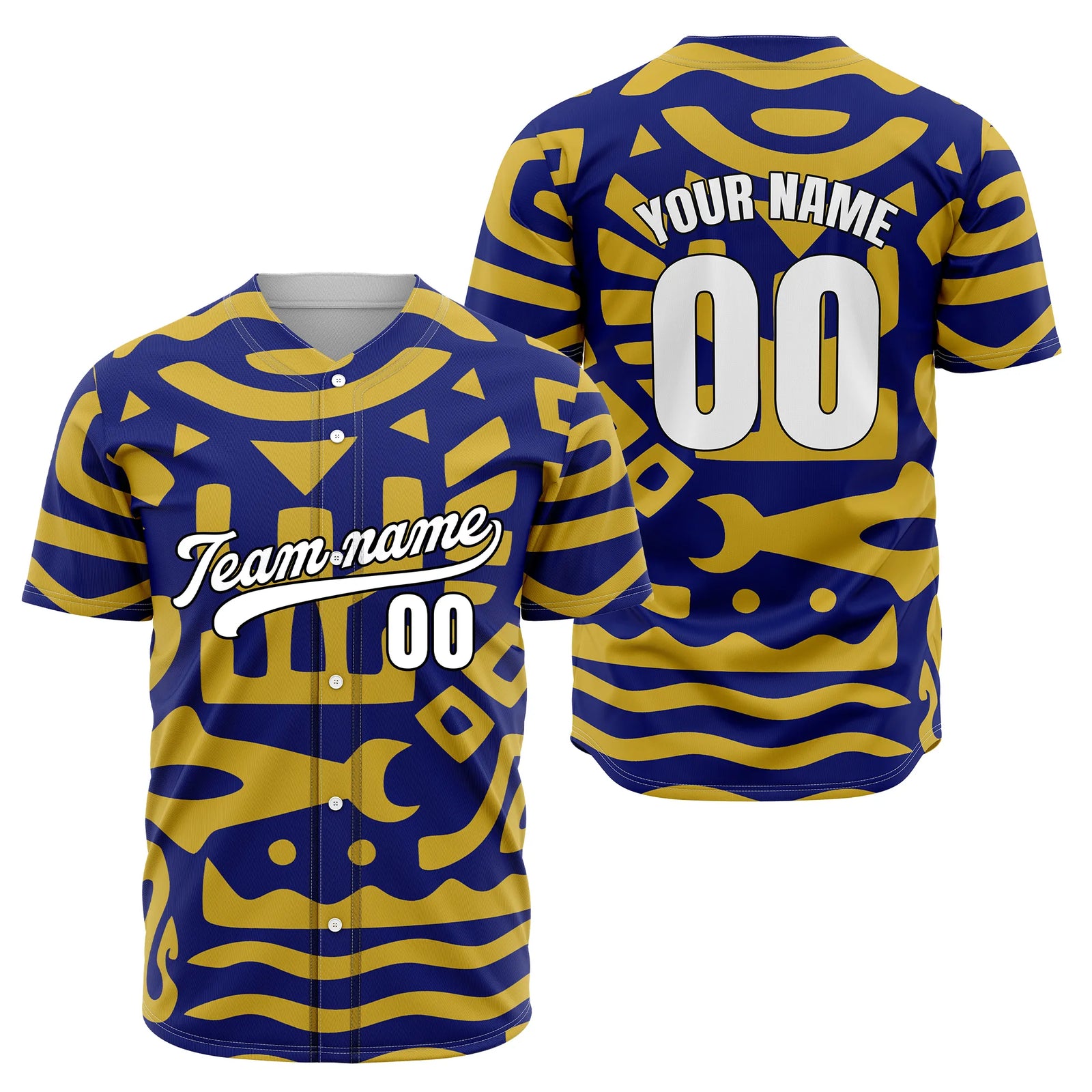 Custom Aztec Wave Spots Baseball Sports Jersey Personalized Uniform with Name & Number