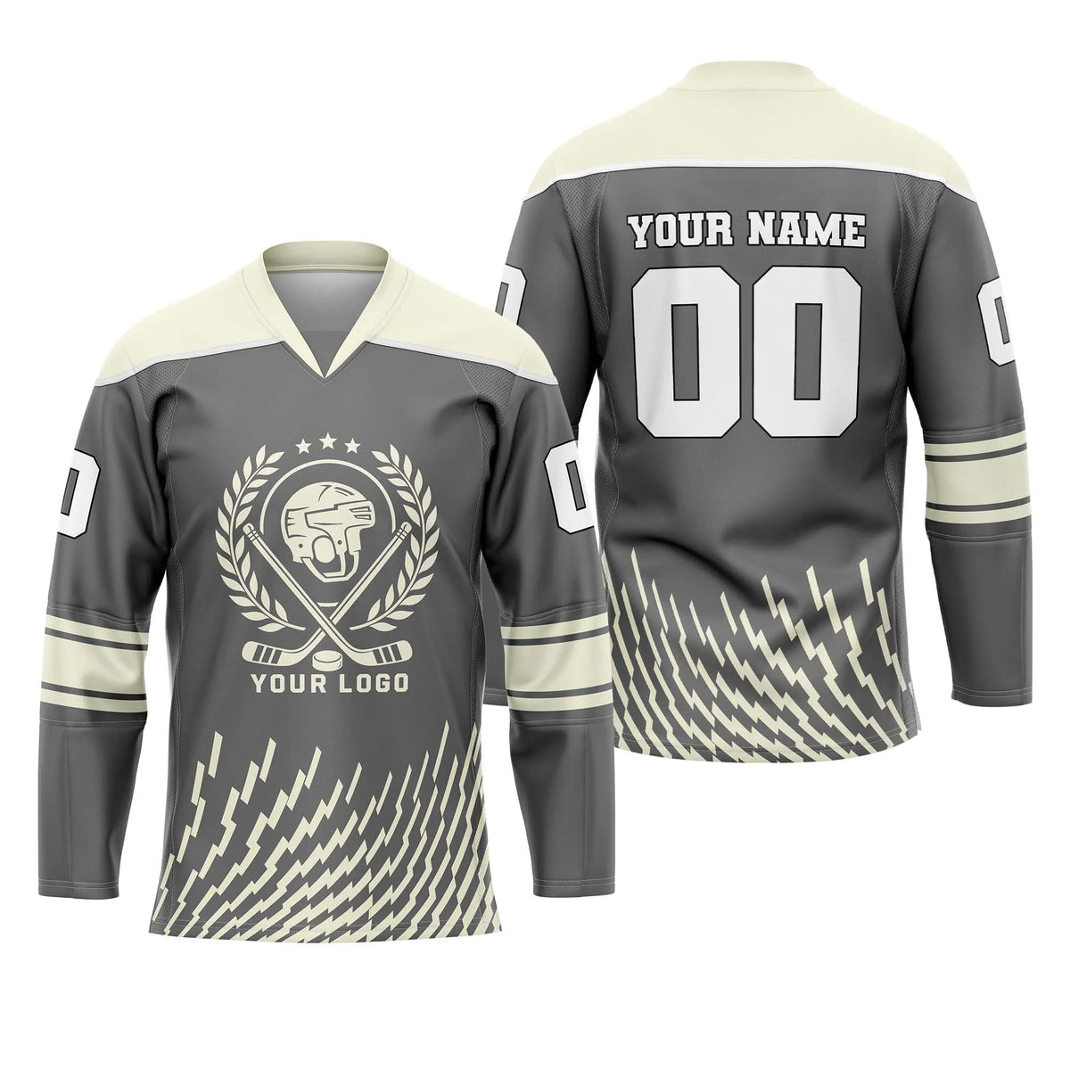 Custom Personalized D2 Abstract Pattern Ice Hockey Jersey with Name, Number & Team Logo